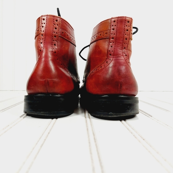 La Milano Men's Burgundy Leather Lace Up Cap Toe Brogue Ankle Boot C373 - Picture 7 of 13